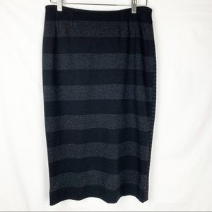 Akris Punto Pencil Skirt Black Gray Stripes Career size 8